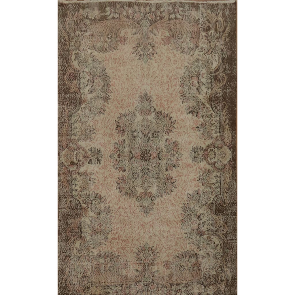 Hand Knotted Oriental 100% Wool Carpet Transitional Floral Beige & Ivories Anatolian Area Rug - 9' 3'' X 5' 9''