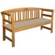 preview thumbnail 1 of 5, vidaXL Patio Bench with Cushion 61.8" Solid Acacia Wood - 61.8" x 17.7" x 32.5"