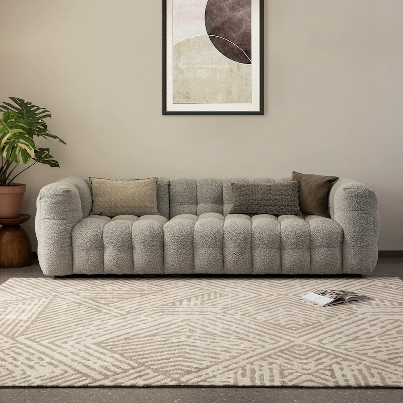 Glitzhome Modern Geometric Abstract Pattern High-Low Shag Area Rugs