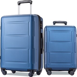 Expanable Spinner Wheel 2 Piece Luggage Set ABS Lightweight Suitcase with TSA Lock 20inch+24inch Dark Gray + Plastic