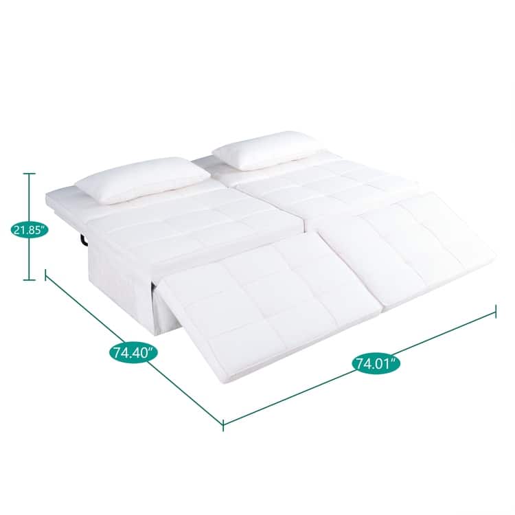 Sleeper Chair Bed, 4 In 1 Multi-Function Convertible Ottoman Bed, Breathable Linen Bed Chair, Convertible Sofa Bed