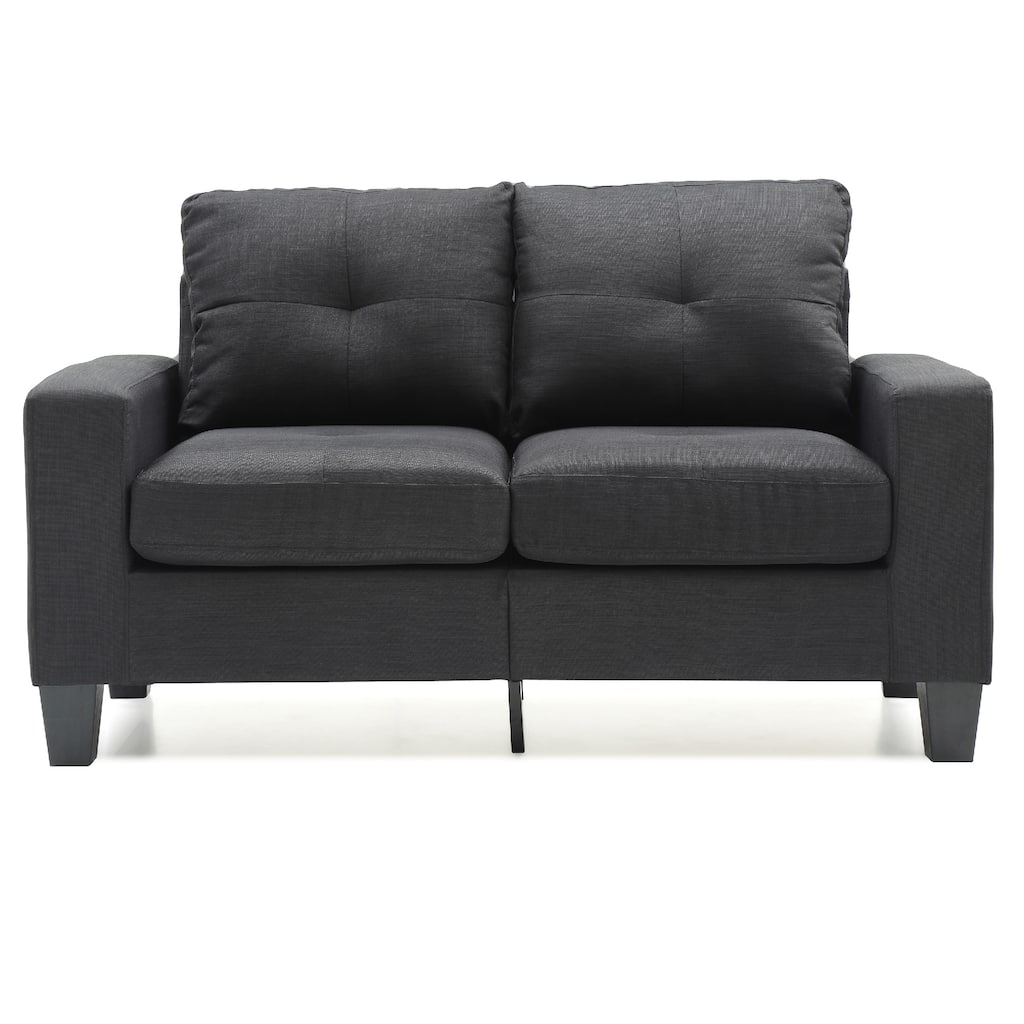 Flared Arm Tufted Straight Sofa - 58" - Black