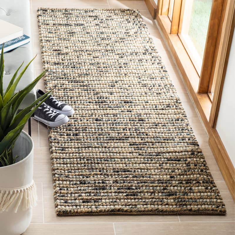 SAFAVIEH Handmade Bohemian Jelisava Jute & Wool Area Rug - 2'6" x 10' Runner - Blue/Multi