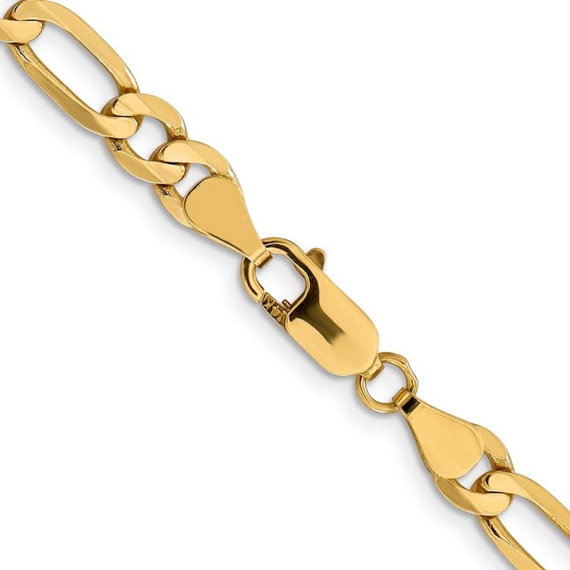 Curata 14k Yellow Gold Polished Lobster Claw Closure 6.25mm Flat Figaro Bracelet