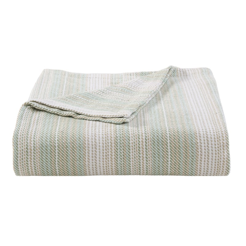 Tommy Bahama Sandy Shore Stripe Cotton Woven Reversible Blanket
