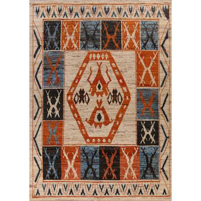 Geometric Moroccan Oriental Large Rug Bedroom Handmade Wool Carpet - 10'0" x 13'6"
