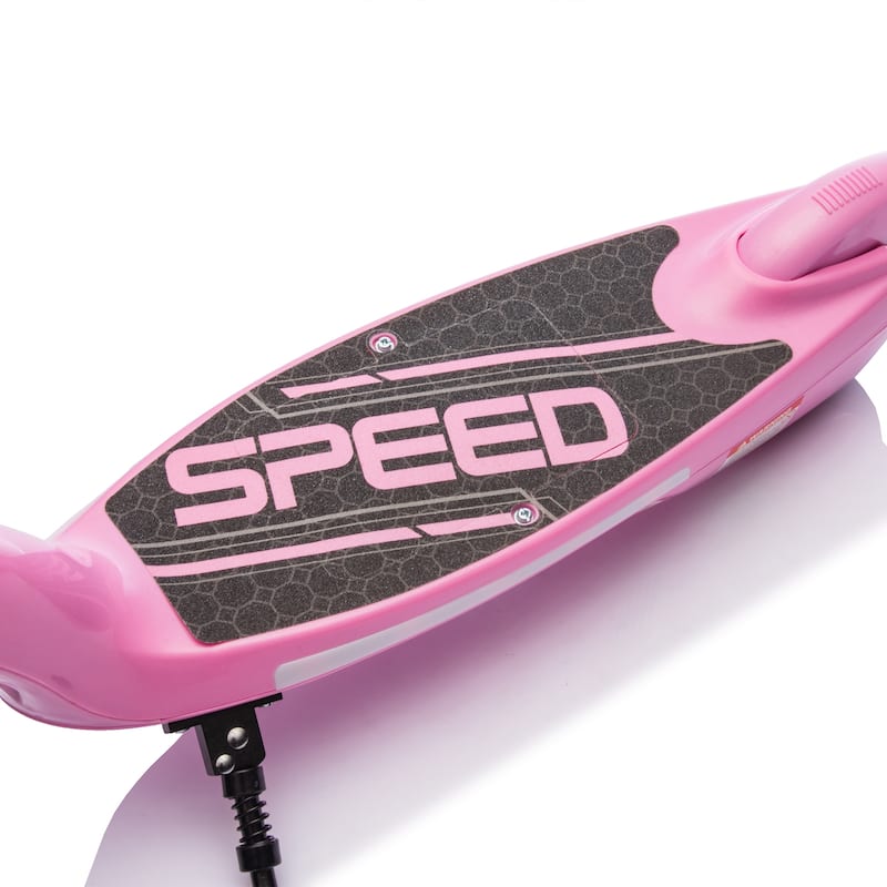 Kids Ride On Electric Scooter With Kickstand,Scooter Bell,Wider Pedal,Non-Slip Handle,Colorful LED Lights,For Kids 6+.