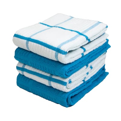 The Sloppy Chef Silvadur Cotton Kitchen Towels Windowpane Pattern - 4 Pack - 15x25