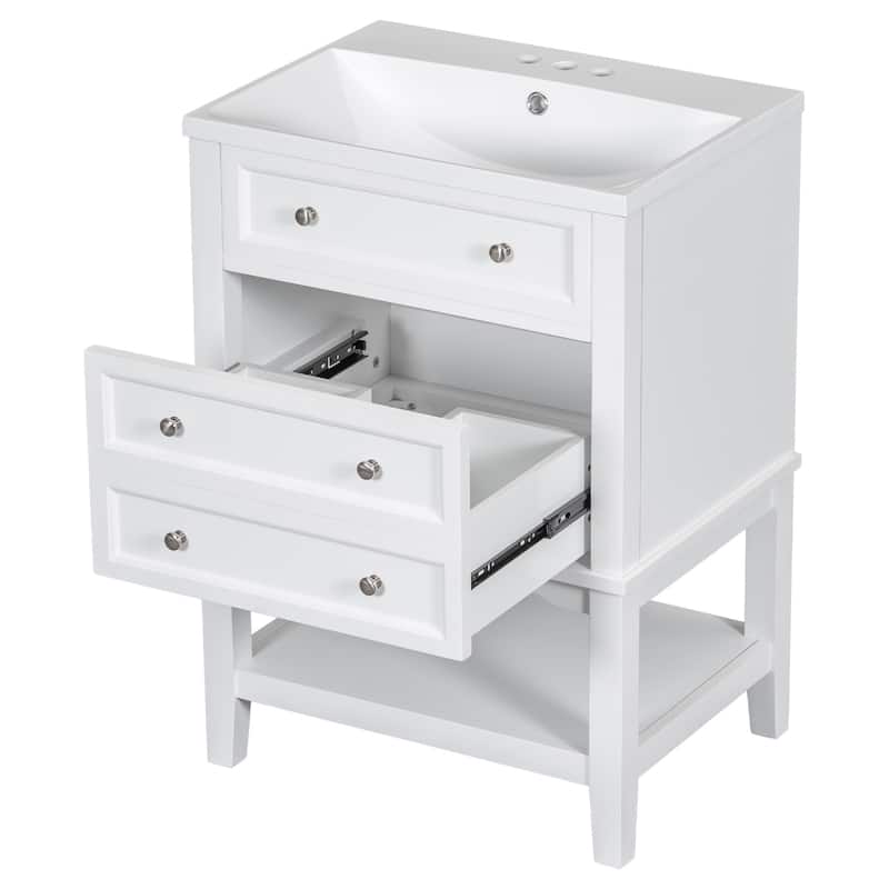 Bathroom Vanity With Sink,Drawer and Open Shelf