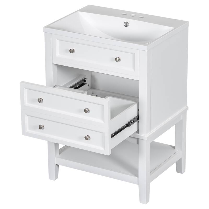 GDFStudio - Oliver Compact Solid-Frame Bathroom Vanity for Practical Everyday Storage - 24"