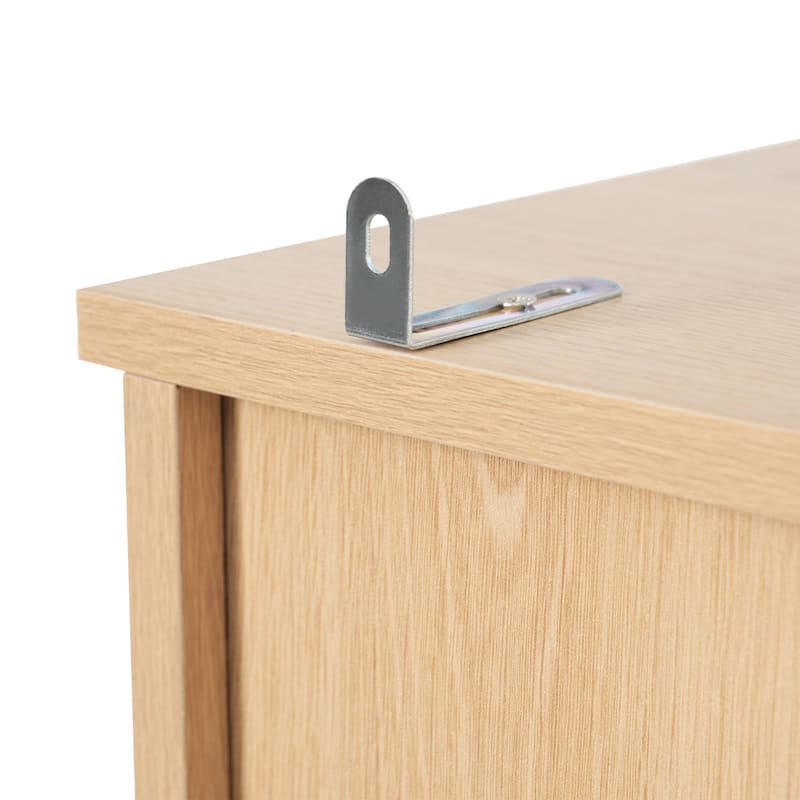 Vertical Stripe Accents Cabinet Freestanding Tall Cabinet for Bathroom with 1 Door, 3 Drawers, Open Storag and Adjustable Shelf