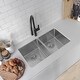 preview thumbnail 22 of 21, STYLISH 32 inch Stainless Steel 18G Double Bowl Undermount Kitchen Sink - Brushed Stainless Steel - 32" x 18" x 10"