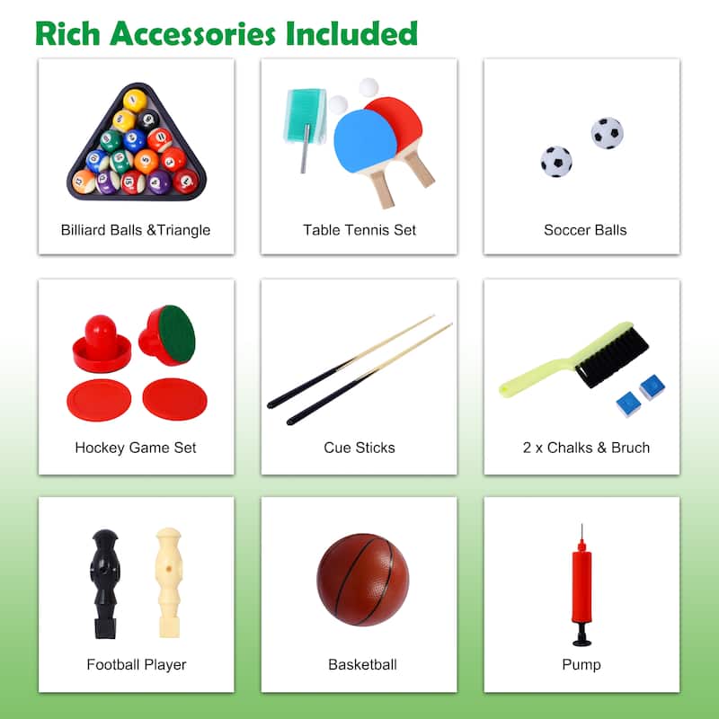 5-in-1 Multi-Game Table, 43" Sports Arcade Games with Accessories - 43"W