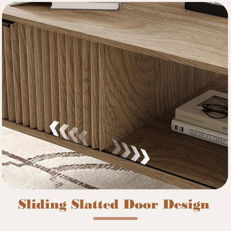 2-Tier Farmhouse Coffee Table with Storage for Living Room, Office - N/A