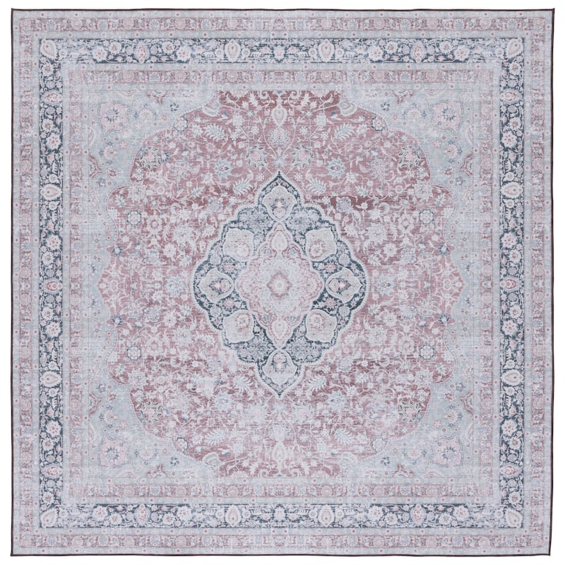 SAFAVIEH Tucson Machine Washable Slip Resistant Ueli Traditional Oriental - 6' x 6' Square - Rust/Sage - Square