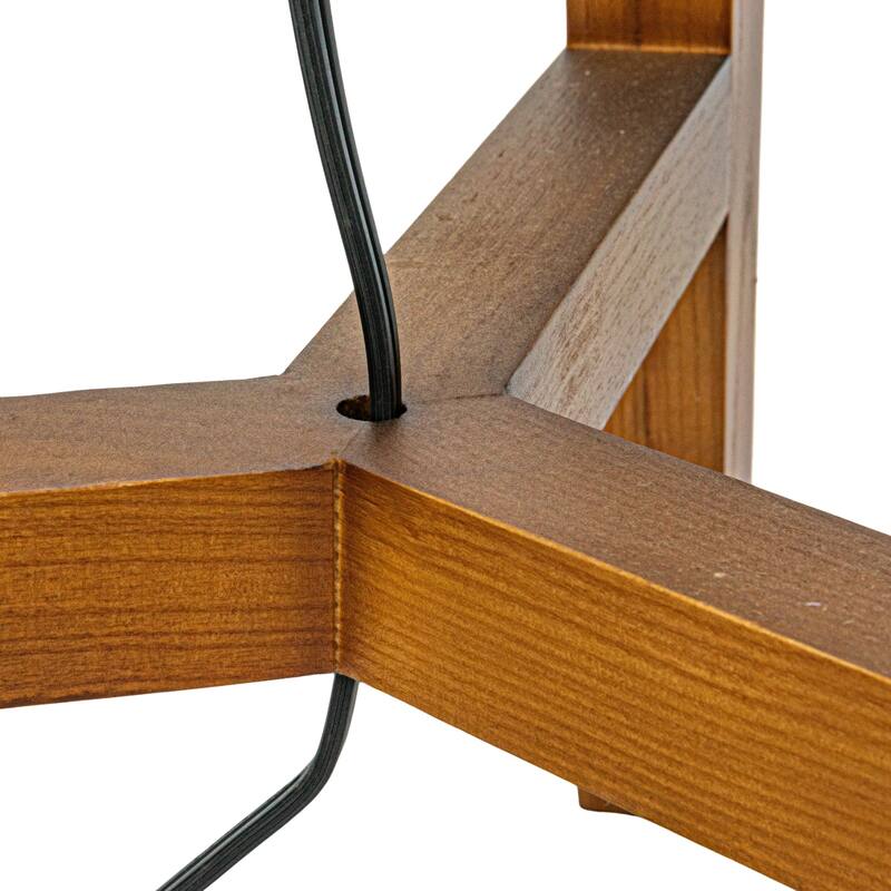 Rubberwood Tripod Floor Lamp with Linen Shade - 19.7"L x 19.7"W x 63.0"H