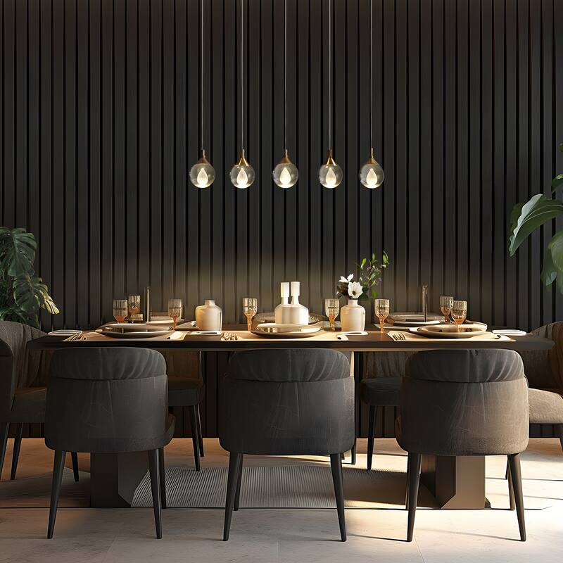 Modern 5-Light LED Chandelier Gold Linear Island Lights for Kitchen Island - W 30" x H 6"