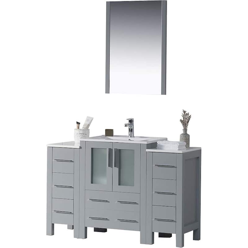 Blossom Sydney 48 Inch Solid Wood Bathroom Vanity with Sink & Cabinets - Metal Grey