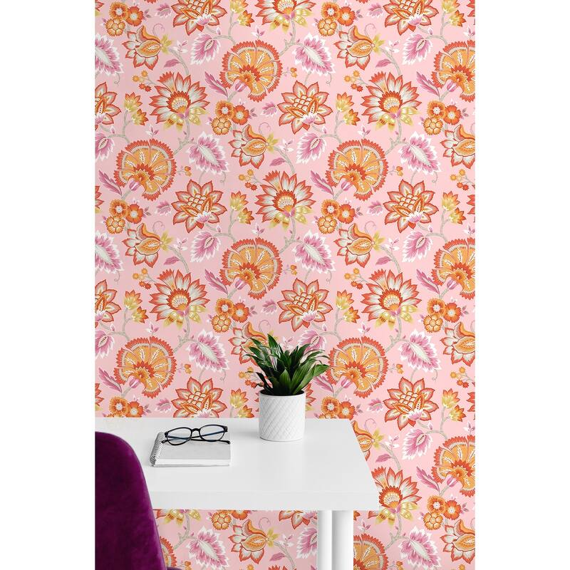 NextWall Jacobean Blossom Floral Peel and Stick Wallpaper
