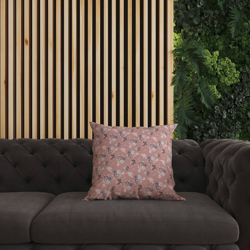 Pink And Blue Rose Dreams Faux Suede Throw Pillow Zipper