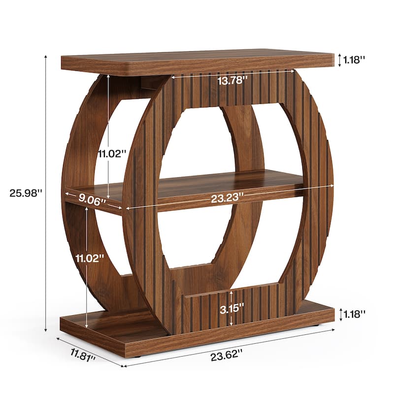 3-Tier Nightstand Farmhouse Bedside Table with Storage Shelves