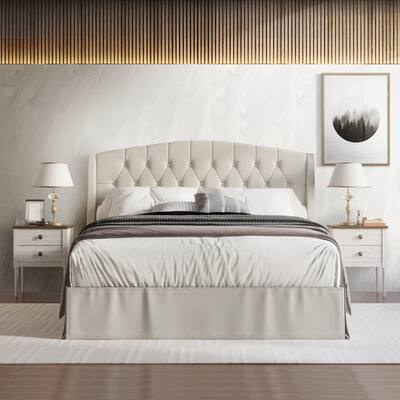 CraftPorch 3 Piece Bedroom Nightstands Set Classic Button Tufted Bed