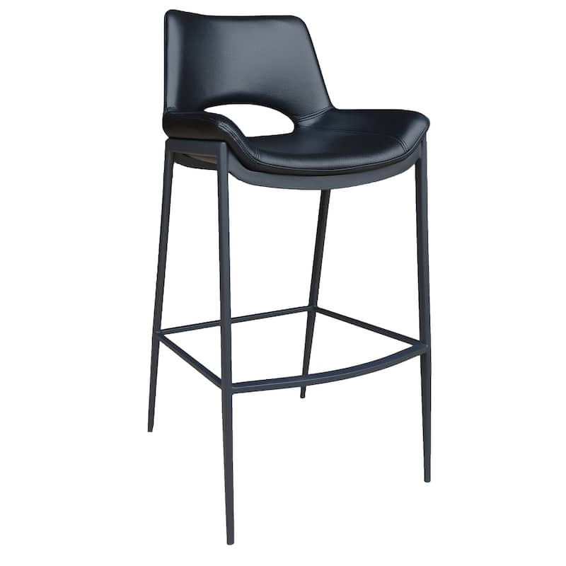 Contemporary Faux Leather and Metal 30" Bar Stool - Black