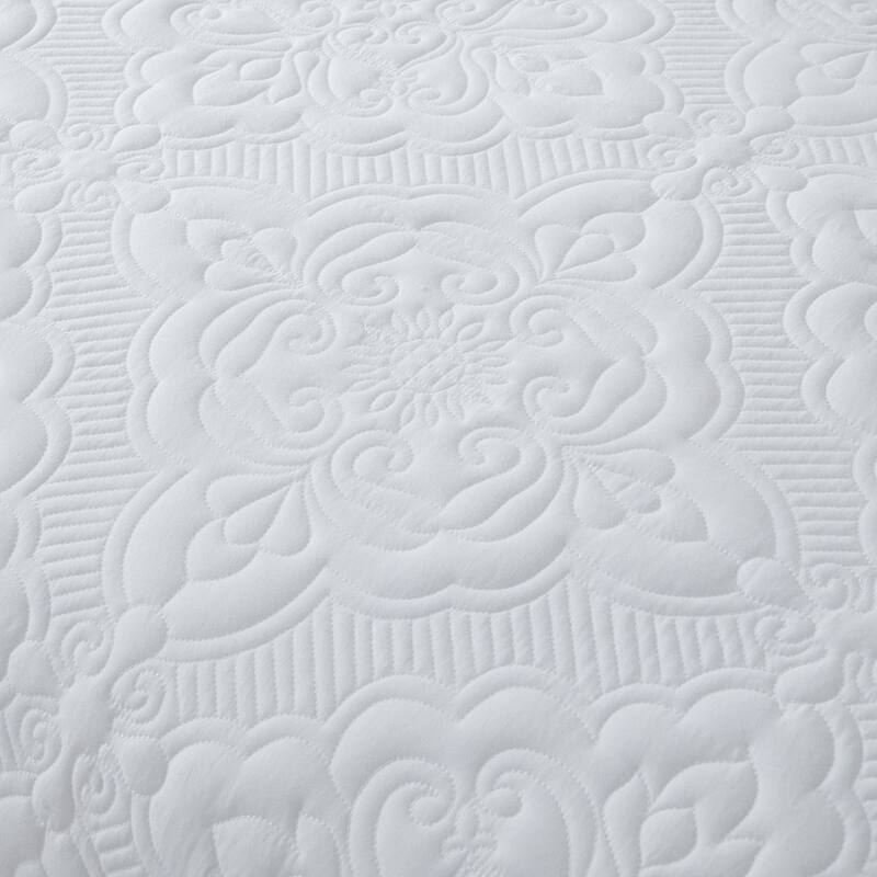 Wholinens Scalloped Edge Washed Microfiber Embroidered Damask Quilt Set 3 Pieces