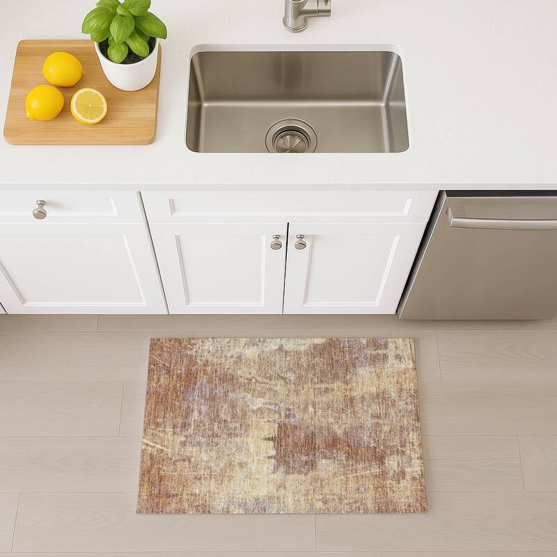 Machine Washable Indoor/ Outdoor Abstract Modern Chantille Rug