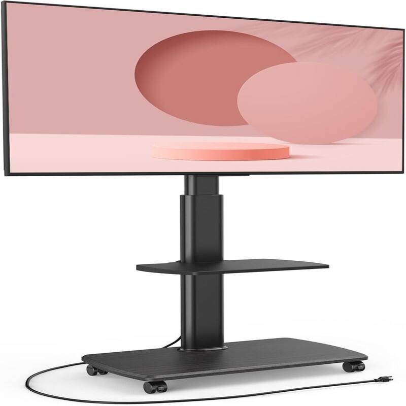 Rolling TV Stand with Power Outlets - Black