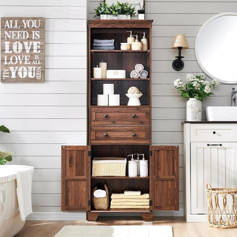 72" Tall Bathroom Storage Cabinet, Farmhouse Storage Cabinet