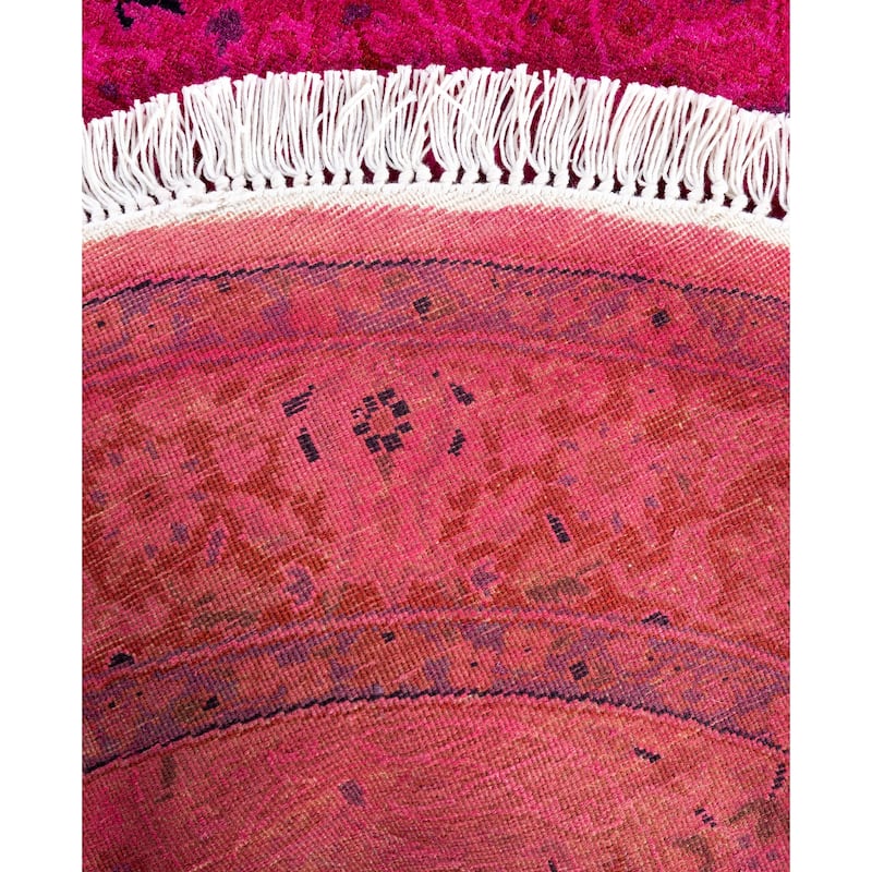 Overdyed One-of-a-Kind Hand-Knotted Round Area Rug - Pink - 3' 1" x 3' 1"