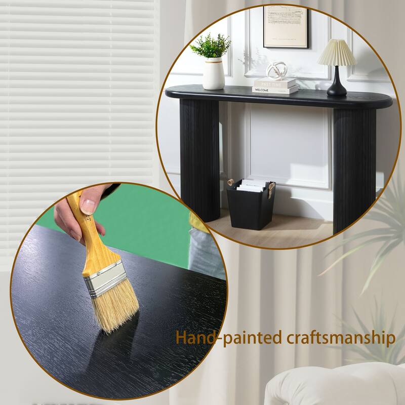 Modern Black Console Table, 56" W fluted entryway table, Entry Table Narrow Console Table Modern Hallway Table Modern Sofa Table