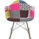 preview thumbnail 5 of 3, Modern Plastic Rocking Chair Armchair With Arm Patchwork Fabric Natural Wood Rockers Dining