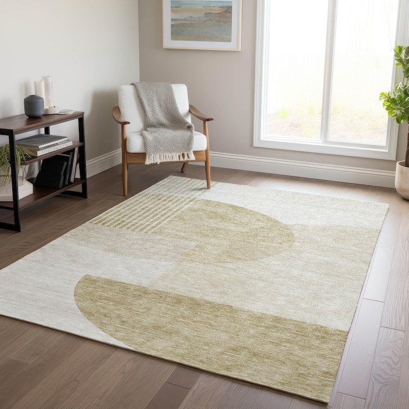 Machine Washable Indoor/ Outdoor Chantille Contemporary Deco Rug - Brown - 3' x 5'