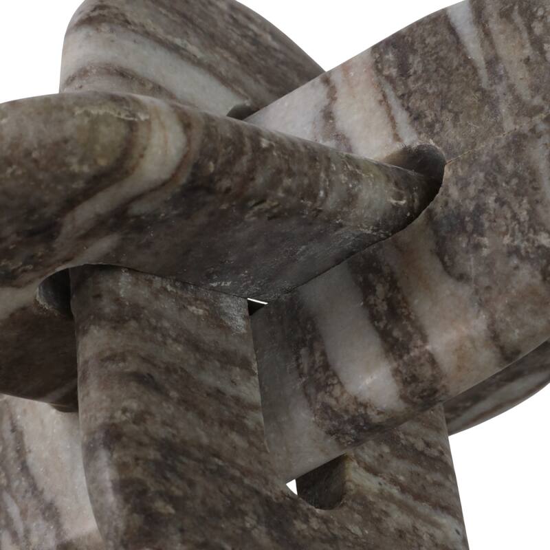 Stone and Marble Decorative Object with Rounded Interlocking Design - 9" x 9" x 9"