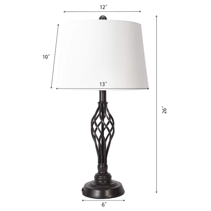 CO-Z 26" Bronze Farmhouse Table Lamps Bedroom Lamps Set of 2 - W12" x H26"