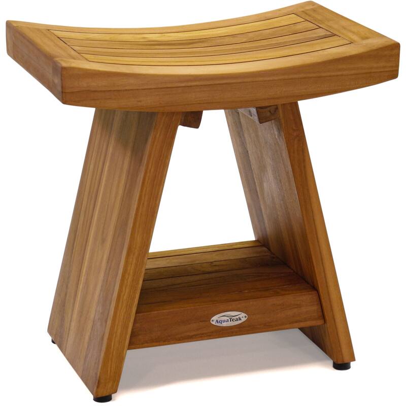 The Original Asia Teak Shower Bench - 18" Wide with Shelf - Teak Oil