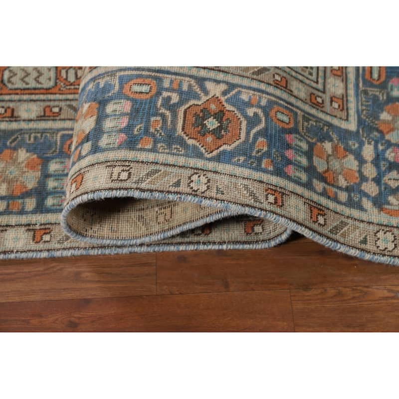 Orange Geometric Tabriz Persian Area Rug Hand-Knotted Wool Carpet - 6'3"x 9'6"