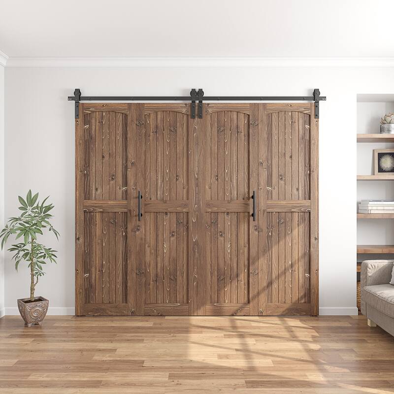 Coast Sequoia Arch Top 30in./36in./48in./60in./72in./96in. x 84in. Knotty Pine Wood Unfinished Bi-Fold Door With Hardware Kit