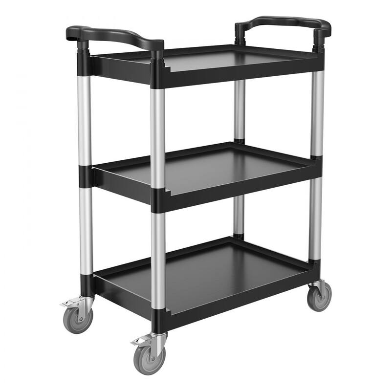 Black 3-Tier Metal Rolling Utility Cart Mobile Organizer with Locking Wheels for Garage and Home Storage - 34.65 x 16.14 x 39 in