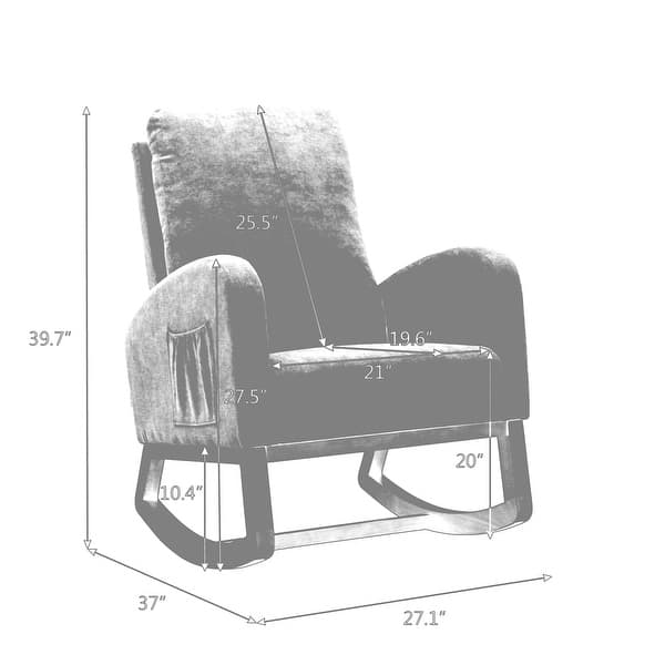 Rocking Chair Nursery Glider Rocker Chair High Backrest Upholstered