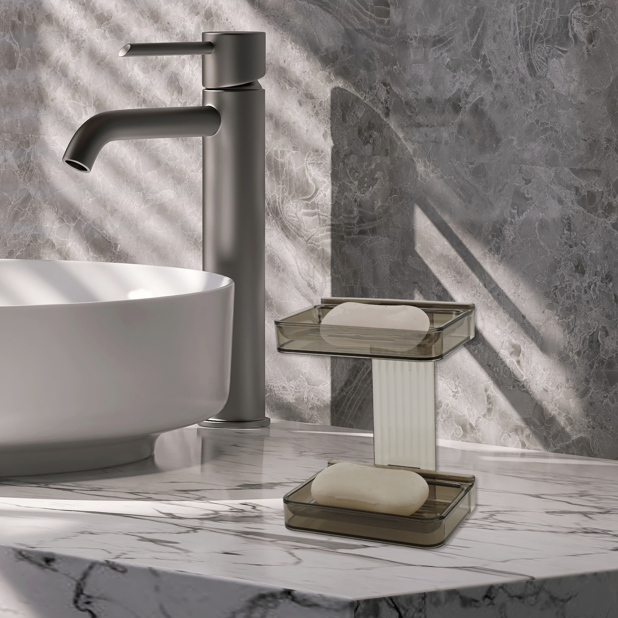 Portable Wall Mounted Soap Holder for Bathroom 5.31"x4.13"x7.09" 1Pc - Gray