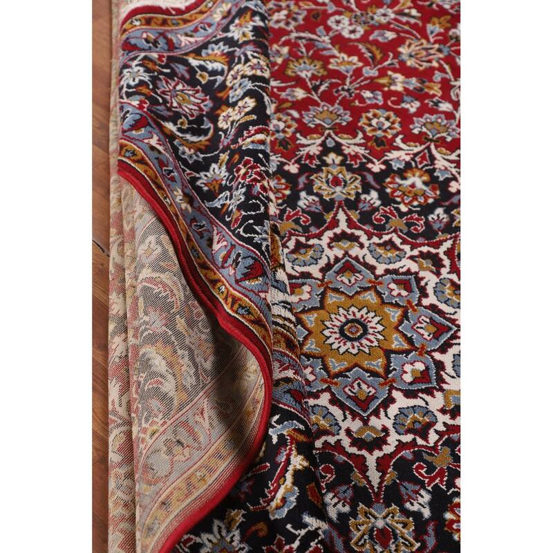 Traditional Red Kashan Turkish Area Rug Floral Machine-Made Carpet - 9'8" x 12'9"