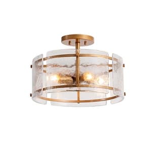 Laia 4-Light Water Textured Glass Drum Flush Mount