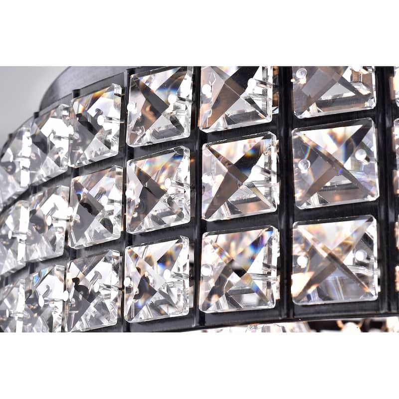 Antique Black 4-Light Crystal Drum Shade Flush Mount