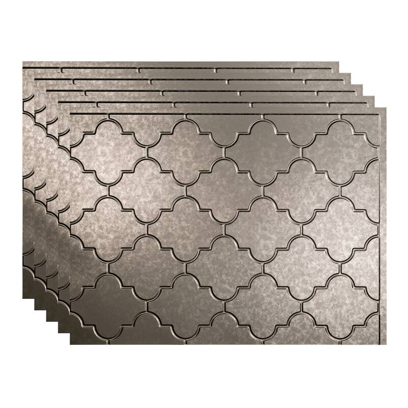 FASÄDE Monaco Decorative Vinyl Backsplash Panel - 5 Pack - Galvanized Steel