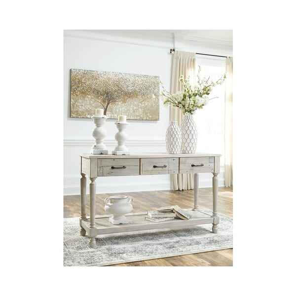 Signature Design by Ashley Hickory Homestead Whitewash Sofa Table Bed