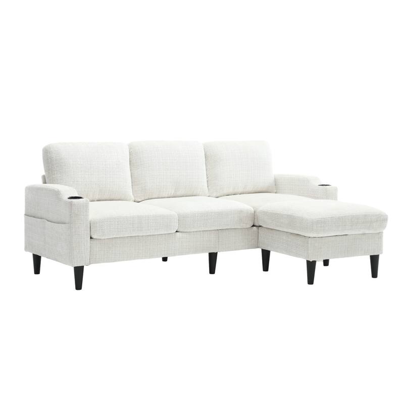 Convertible Sectional Sofa Couch, L-Shape Cozy Sofa Couch Set 4 Seat Sofa Sectional with Storage Ottoman for Living Room