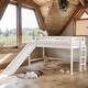 preview thumbnail 2 of 22, Twin Low Loft Bed with Ladder & Slide, White